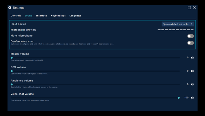 Sound settings -Input FC2.2