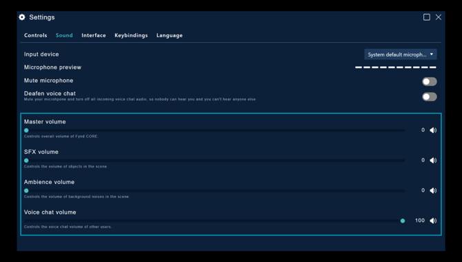 Sound settings -Volume FC2.2 